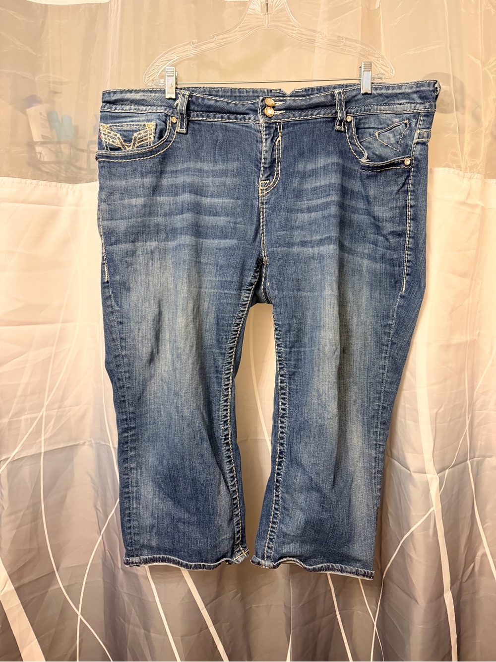 Vigoss Blue Washed Denim Cropped Jeans
